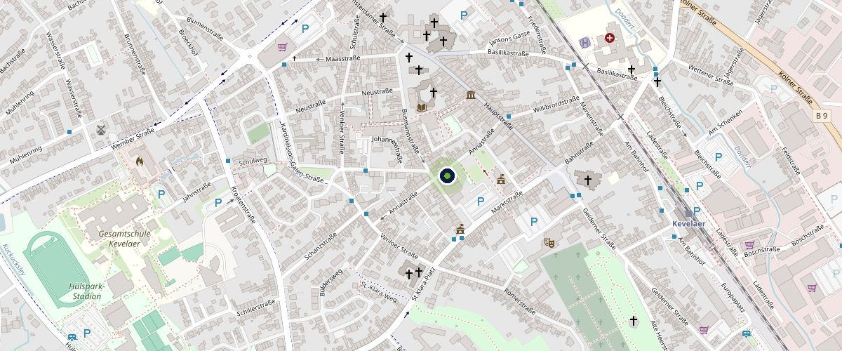 Karte mit dem Büro von FALCURA Finance an der Annastraße 21 in Kevelaer
