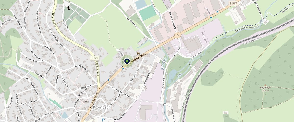 Karte mit dem Büro von FALCURA Finance an der Hagener Straße 295a in Kreuztal-Krombach
